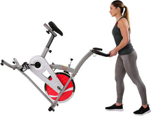 Load image into Gallery viewer, Sunny Health &amp; Fitness Indoor Exercise Stationary Bike with Digital Monitor, 22 LB Chromed Flywheel