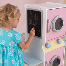 Load image into Gallery viewer, KidKraft Laundry Playset Children's Pretend Wooden Stacking Washer and Dryer Toy with Iron and Basket, Gift for Ages 3+, Pastel
