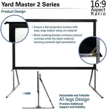 Load image into Gallery viewer, Outdoor Projector Screen with Stand 16:9, 8K 4K Ultra HD 3D Fast Folding Portable Movie Theater Cinema