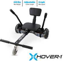 Load image into Gallery viewer, Hover-1 Chrome Electric Hoverboard Scooter and Go-Kart Attachment Combo (2 piece set), Black, One Size