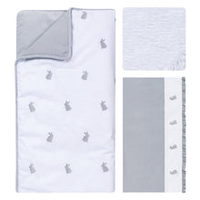 Load image into Gallery viewer, Trend Lab Bunnies 3 Piece Crib Bedding Set, Gray/White