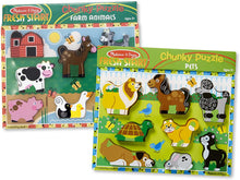 Load image into Gallery viewer, Melissa &amp; Doug Wooden Chunky Puzzles Set - Farm and Pets