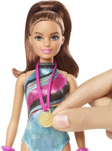 Load image into Gallery viewer, Barbie Dreamhouse Adventures Teresa Spin ‘n Twirl Gymnast Doll, 11.5-inch Brunette, in Leotard, with Accessories