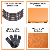 Load image into Gallery viewer, Clevr 40&quot; Tree Net Teslin Web Saucer Round Swing, Detachable 360 Degree Spin Swivel Hanging Hardware &amp; Adjustable 71&quot; Height Rope, 600 lbs Limit, Orange &amp; Black