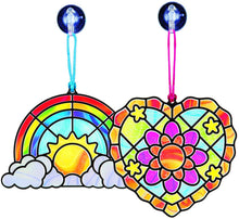 Load image into Gallery viewer, Melissa &amp; Doug Stained Glass Made Easy - Rainbow &amp; Hearts Ornaments
