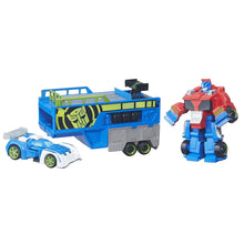 Load image into Gallery viewer, Playskool Heroes Transformers Rescue Bots Optimus Prime Racing Trailer