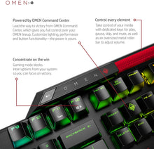 Load image into Gallery viewer, Omen by HP Sequencer Wired USB Mechanical Optical Gaming Keyboard – 10X Faster – Blue Switch - Volume Roller Bar – 16.8M RGB Colors – Anti Ghosting