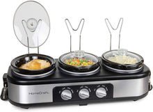 Load image into Gallery viewer, HomeCraft TSC15 3-Station 1.5-Quart Oval Slow Cooker Buffet
