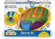 Load image into Gallery viewer, Learning Resources New Sprouts Serve It! Dish Set, Early Social Interactions, 24 Piece, Ages 2+,Multicolor,7 L x 7 W in