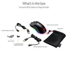 Load image into Gallery viewer, ASUS ROG Gladius II Origin Wired USB Optical Ergonomic FPS Gaming Mouse featuring Aura Sync RGB, 12000 DPI Optical, 50G Acceleration, 250 IPS sensors and swappable Omron switches