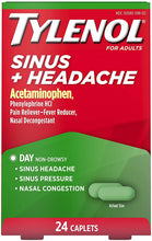 Load image into Gallery viewer, Tylenol Sinus + Headache Non-Drowsy Daytime Caplets with Acetaminophen &amp; Phenylephrine HCl, 24 ct