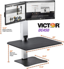 Load image into Gallery viewer, Victor DC400 High Rise Collection 1 Monitor Electric Sit Stand Desk Converter with Easy Tap Technology - Turn Your Desk into a Standing Desk with a Single Push of a Button