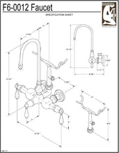 Load image into Gallery viewer, Water Creation Vintage Classic 3-3/8-Inch Center Wall Mount Tub Faucet with Gooseneck Spout