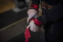 Load image into Gallery viewer, Harbinger Padded Leather Lifting Straps, Red