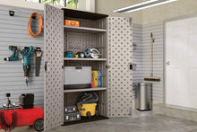 Load image into Gallery viewer, Suncast Mega Tall Storage Cabinet - Resin Construction for Garage Storage - 80.25" Garage Organizer with Shelving and Holds up to 75lbs. - Platinum Doors &amp; Slate Top