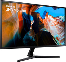 Load image into Gallery viewer, Samsung 32 inch UJ59 4k monitor (LU32J590UQNXZA) - UHD, 3840 x 2160p, 60hz, 4ms, Dual monitor, laptop monitor, monitor stand / riser / mount compliant, AMD FreeSync, Gaming, HDMI, DP, Black