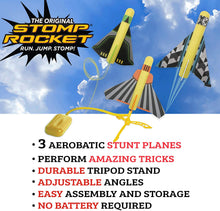 Load image into Gallery viewer, The Original Stomp Rocket Stunt Planes Launcher - 3 Foam Planes and Toy Air Rocket Launcher - Outdoor Rocket STEM Gifts for Boys and Girls - Ages 5 (6, 7, 8) and Up - Great for Outdoor Play