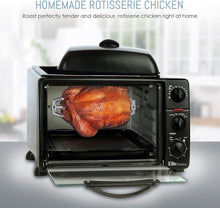 Load image into Gallery viewer, Elite Gourmet ERO-2019S Countertop Toaster Oven with Top Grill &amp; Griddle Rotisserie, Bake, Grill Broil, Roast, Toast, Keep Warm, Fits A 12” Pizza, 6-Slice, 23L Capacity, Black