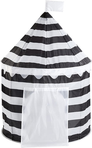 American Kids 784857773323 Stripe Circular Play Tent, 40.00 x 40.00 x 51.00, Black/White