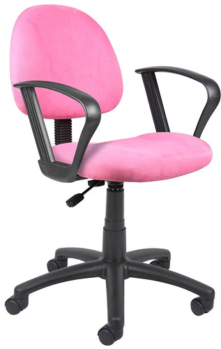 Boss Office Products B327-PK Perfect Posture Delux Microfiber Task Chair with Loop Arms in Pink