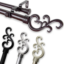 Load image into Gallery viewer, Rod Desyne Madeline Double Curtain Rod, 28-48", Black