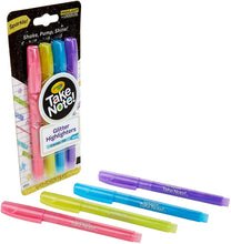 Load image into Gallery viewer, Crayola Take Note Glitter Highlighters, Assorted Colors, School Supplies, 4 Count