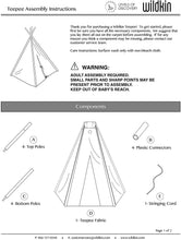 Load image into Gallery viewer, Wildkin Kids 100% Cotton Teepee Play Tent for Boys and Girls, Kids Play Tent