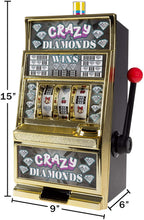 Load image into Gallery viewer, Trademark Gameroom Slot Machine Coin Bank – Electronic Realistic Mini Table Top Novelty Casino Toy with Lever for Kids &amp; Adults (Crazy Diamonds)