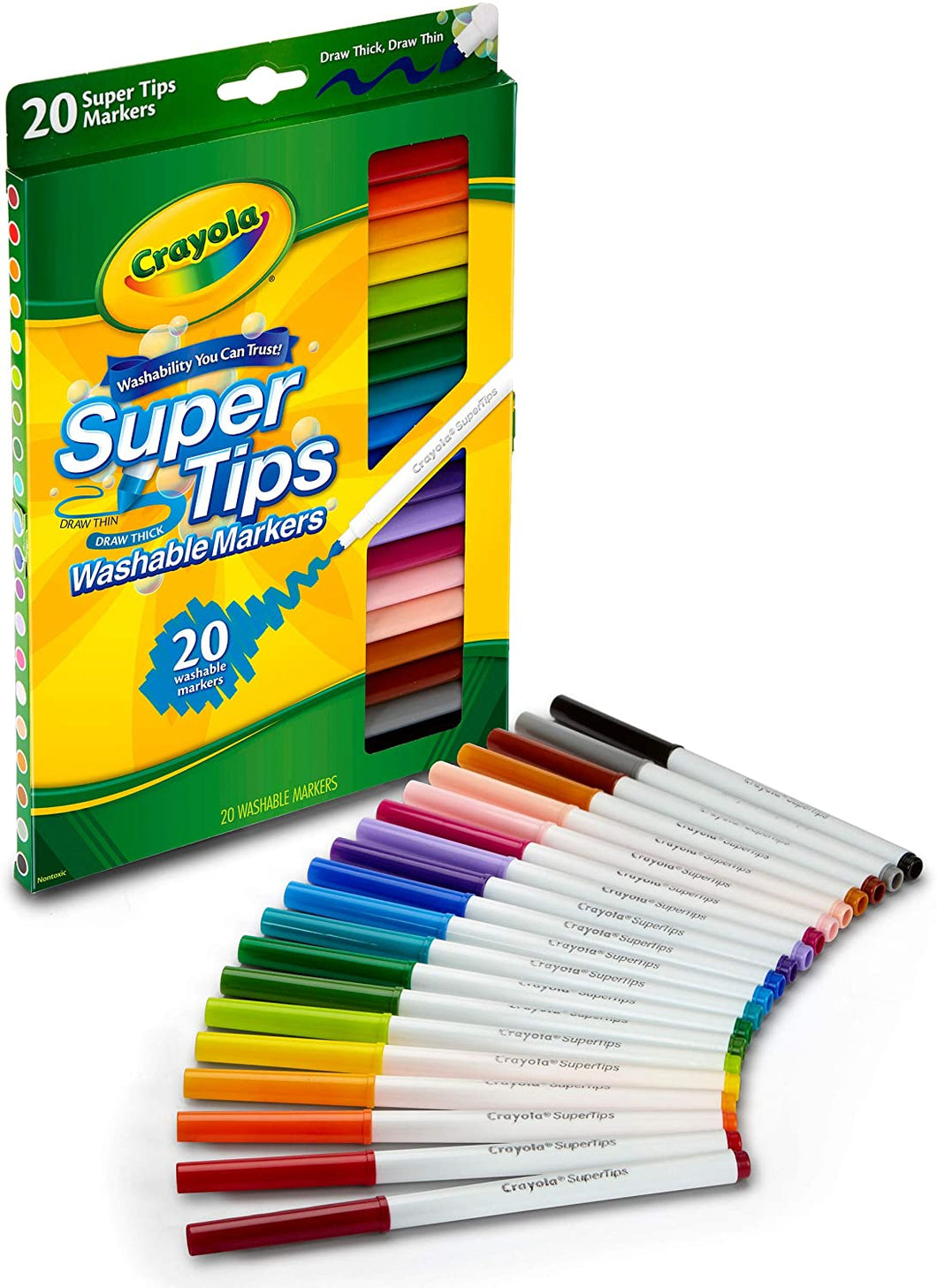 Crayola Super Tips Markers, Washable Markers, 20 Count