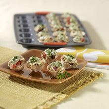 Load image into Gallery viewer, Rachael Ray Yum-o Nonstick 24 Cup Muffin Pan in Gray and Orange