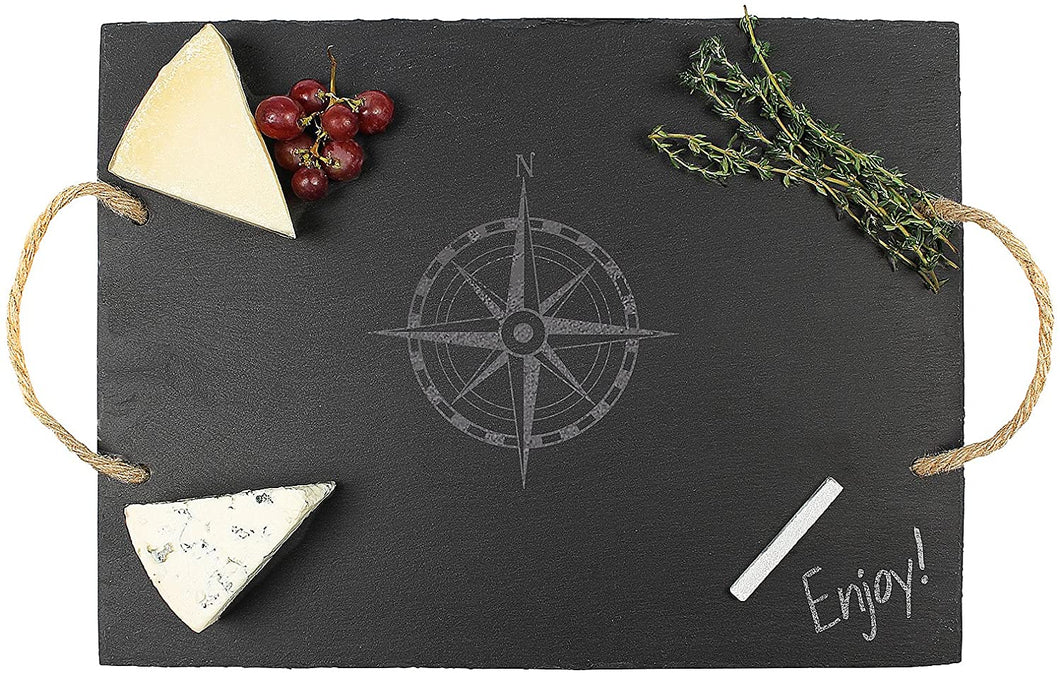 Cathy's Concepts Compass Slate Serving Board Tray, Gray