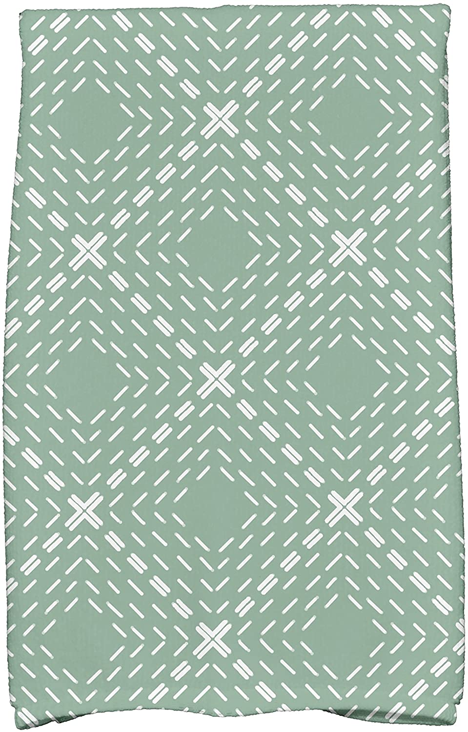 E by design KTG820GR13 Dots and Dashes Geometric Print Kitchen Towels, 16 x 25, Green