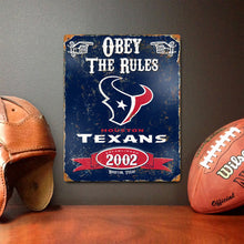 Load image into Gallery viewer, Party Animal NFL Embossed Metal Vintage Houston Texans Sign