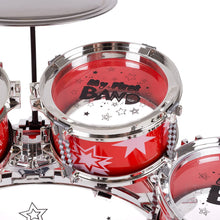 Load image into Gallery viewer, Toy Drum Set for Kids, 7 Piece Set with Bass Drum with Foot Pedal, Tom Drums, Cymbal, Stool and Drumsticks for Toddlers, Boys and Girls by Hey! Play!