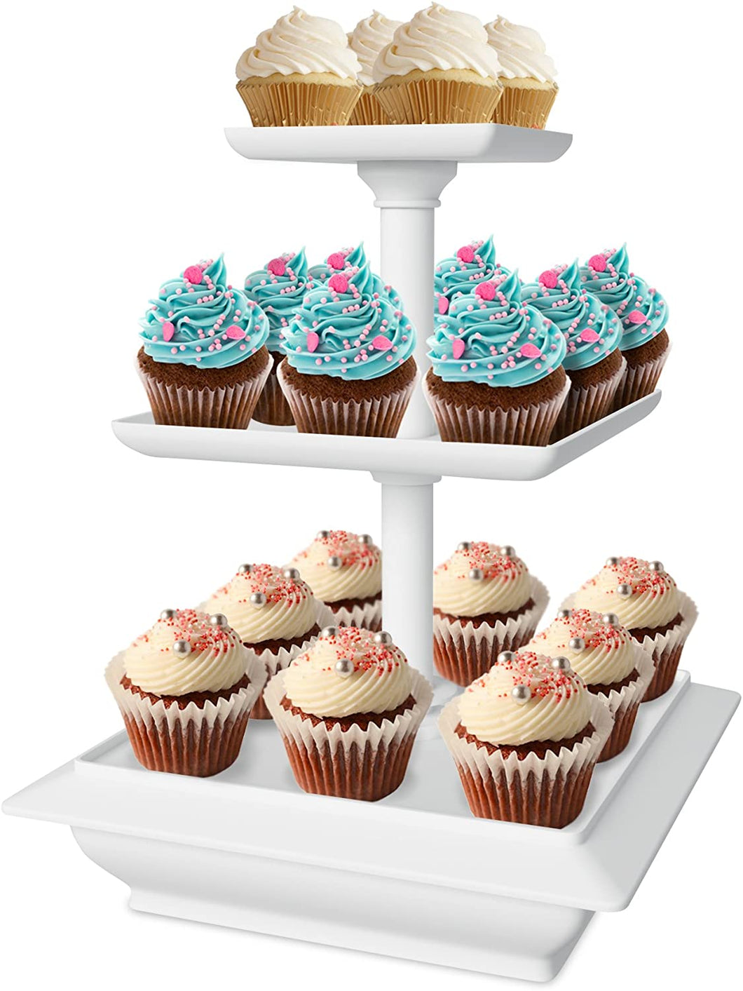 Chef Buddy 3-Tier Cupcake Dessert Stand, White