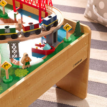 Load image into Gallery viewer, KidKraft Adventure Town Railway Train Set &amp; Table with EZ Kraft Assembly, Natural