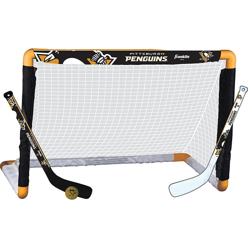 Franklin Sports Pittsburgh Penguins Mini Hockey Knee Hockey Goal, Ball & 2 Stick Combo Set - 28