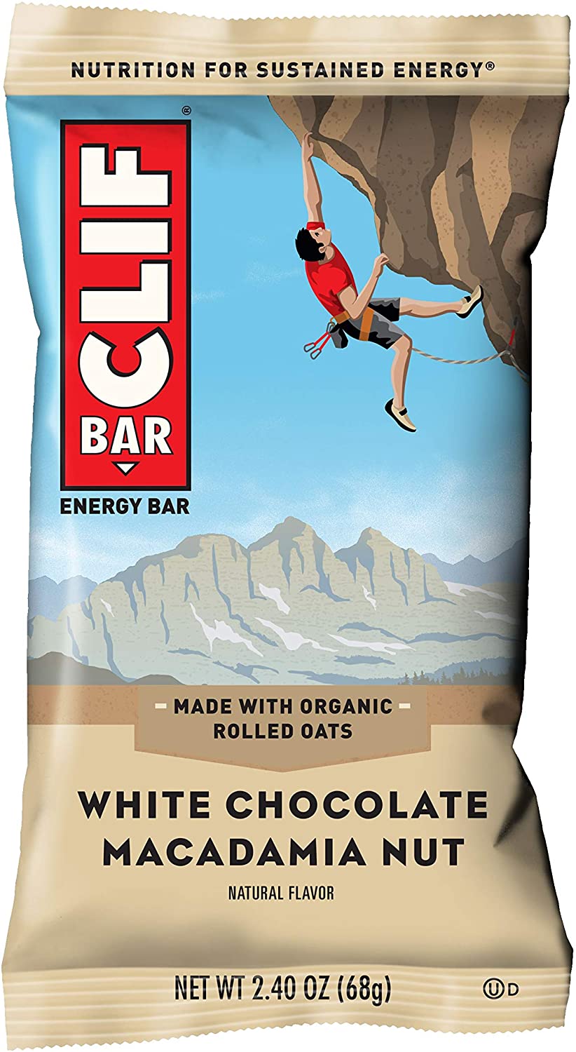 CLIF BARS - Energy Bars - White Chocolate Macadamia Nut Flavor - Made with Organic Oats - Plant Based Food - Vegetarian - Kosher (2.4 Ounce Protein Bars, 18 Count) Packaging May Vary