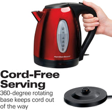 Load image into Gallery viewer, Hamilton Beach 40885 Stainless Steel Electric Kettle, 1.7-Liter, Red