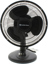 Load image into Gallery viewer, Comfort Zone CZ121 3-Speed 12-inch Oscillating Table Fan with Adjustable Tilt