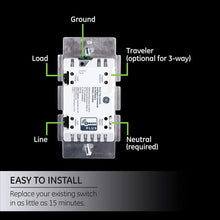 Load image into Gallery viewer, GE Enbrighten Z-Wave Plus Smart Fan Control, Speed ONLY, in-Wall, Includes White &amp; Lt. Almond Paddles, Zwave Hub Required, Works with SmartThings Wink and Alexa, 14287