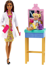 Load image into Gallery viewer, Barbie Pediatrician Playset, Brunette Doll (12-In/30.40-cm), Exam Table, X-Ray, Stethoscope, Tool, Clip Board, Patient Doll, Teddy Bear, Great Gift for Ages 3 Years Old &amp; Up