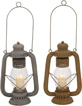 Load image into Gallery viewer, Deco 79 88256 Metal Glass Lantern (2 Assorted), 9&quot;W/23&quot;H