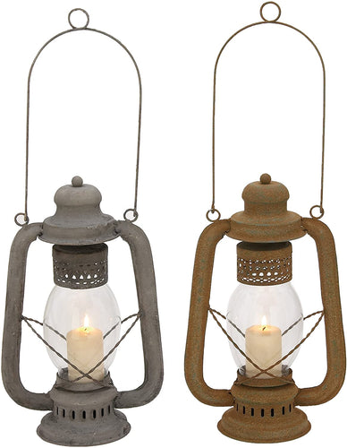 Deco 79 88256 Metal Glass Lantern (2 Assorted), 9