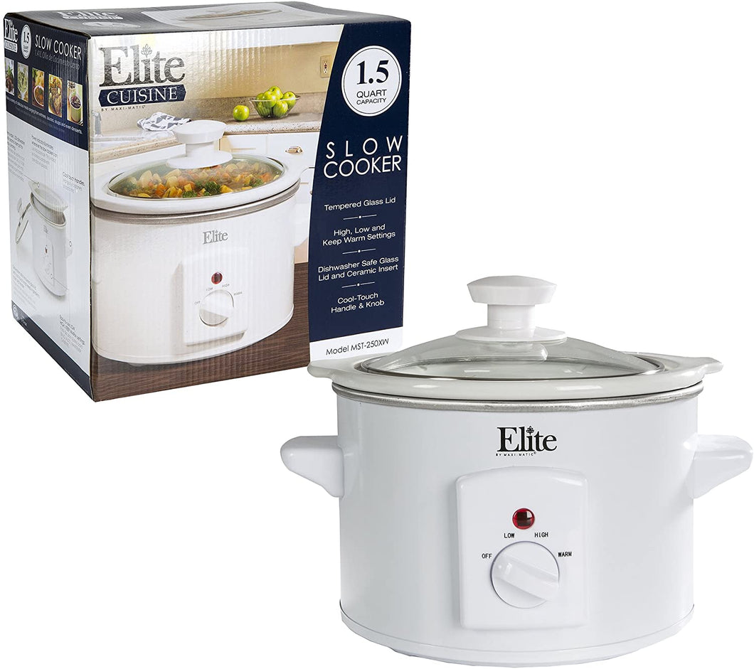 ELITE CUISINE MST-250XW MINI SLOW COOKIER 1.5QT ONE POT MEAL