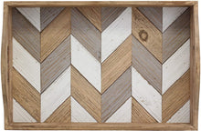 Load image into Gallery viewer, Stonebriar Rectangle Multicolor Chevron Wood Serving Tray with Handles