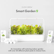Load image into Gallery viewer, Click and Grow Smart Garden 9 Indoor Home Garden (Includes 3 Mini Tomato, 3 Basil and 3 Green Lettuce Plant pods), Beige
