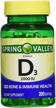 Load image into Gallery viewer, Spring Valley twin pack vitamin d3 2000I.U. Immune Health/Bone Health, 200 so...