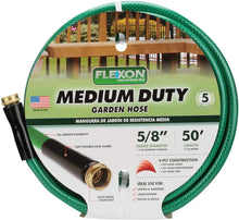 Load image into Gallery viewer, Flexon 50&#39; Medium-Duty Garden Hose, Green