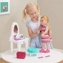 Load image into Gallery viewer, myLife Brand Products My Life As 13 Piece Vanity Table Play Set, for 18" Dolls